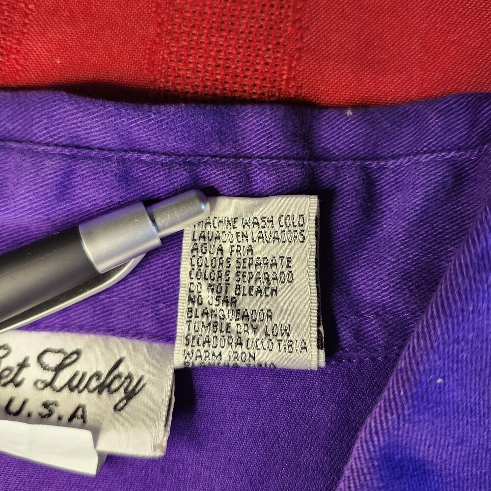 Get Lucky USA Red Hat Society Purple Shirt Capri Set L Embroidered Cotton VTG - Picture 15 of 16